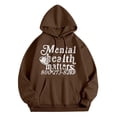 thumbnail image 4 of Bibifish Hoodies For Women Casual Preppy Mental Health Matters Letter Print Hoodies Long Sleeve Fleece Lined Tops With Pocket, 4 of 5