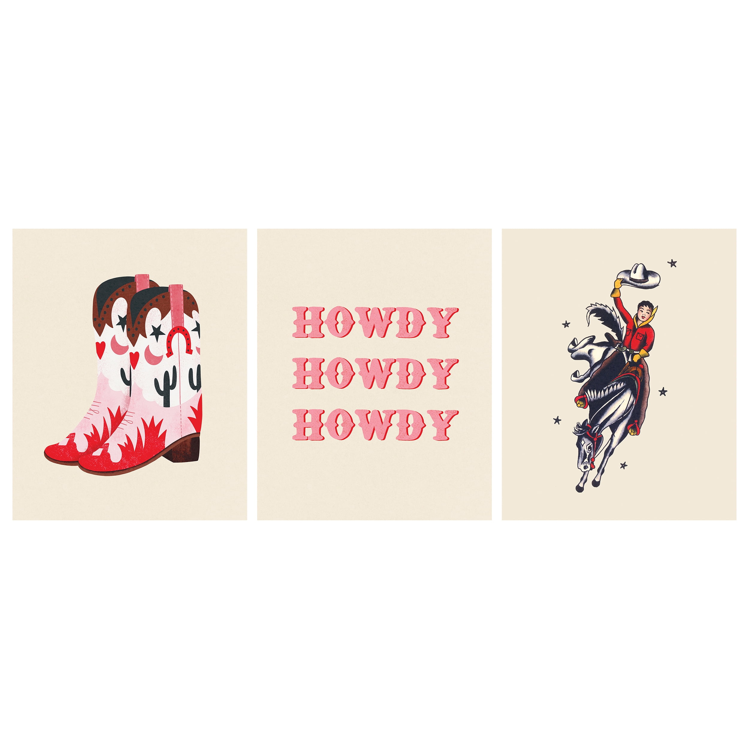 (2 pack) DesignOvation Western Unframed Art Prints 8” x 10” Set of 3 by Tania Garcia and Piddix