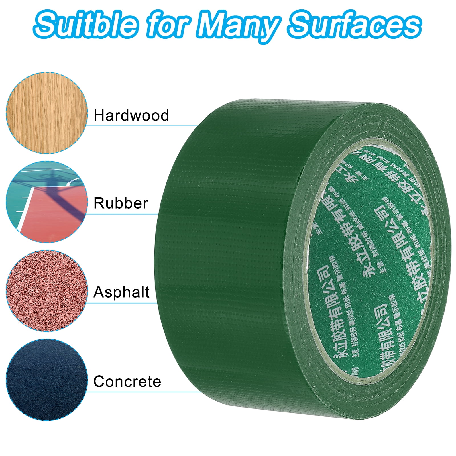 Uxcell Pickleball Ball Court Marking Tape 66ft, Marking Edge Guard Ultra-Adhesive Tape, Green 2 Pcs