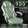 thumbnail image 5 of Misolant Gaming Chair, Fabric Gamer Chair with footrest for Adults, High Back Ergonomic Computer Game Chair with Adjustable Headrest and Massage Lumbar Support, 90-155° Recline Free, Green, 5 of 6