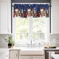 thumbnail image 3 of Christmas Snowman Kitchen Curtains and Valances Set, Xmas Box Winter Wreaths Lights Navy Blue Rod Pocket Window Valance Window Curtain Panels for Living Room Bedroom Laundry, 27.5x36in, 3 Pieces, 3 of 7