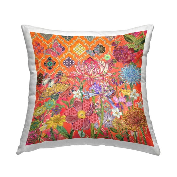 Stupell Industries Bold Orange Mums Flowers Square Decorative Printed Throw Pillow, 18 x 18,