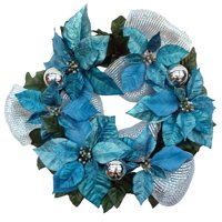 Blue and Sliver Poinsettia Wreath