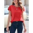 thumbnail image 4 of Womens Boat Neck T-Shirts Cap Sleeve Tops Summer Casual Loose Fit Basic Tees, 4 of 5