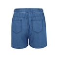 thumbnail image 5 of Women's Soft Cotton Denim Shorts Mid Waisted with Classic Pockets Rolled Hem Comfortable Loose Fit Casual Summer Beach Yoga Outdoor | UKHCCC,Blue L, 5 of 9
