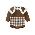thumbnail image 1 of Bagilaanoe Newborn Baby Girl Knitted Romper Long Sleeve Plaid Print Bodysuit 3M 6M 9M 12M 18M Fall Winter Sweater Tops, 1 of 9