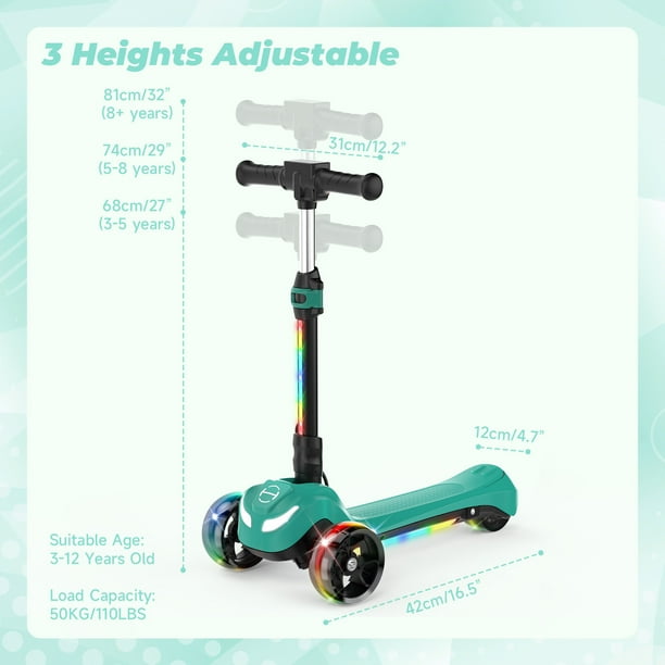 Happyページ③ B2 Light Up 3-Wheels Scooter with Bluetooth Control for Age 3-8