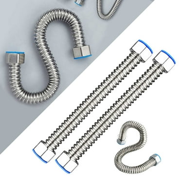 2 Pcs Stainless Steel Corrugated Water Heater Connector Flexible for Water Heater Water Softener,3/4" FIP x 3/4" FIP, 11.8" Length