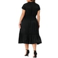 thumbnail image 4 of DARING DIVA Plus Size Bow Tie Neck Ruffle Cap Sleeve A Line Midi Dress 1X Black, 4 of 6