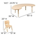 thumbnail image 6 of Flash Furniture Emmy 35"W x 65"L Half-Moon Natural Plastic Height Adjustable Activity Table Set with 4 Chairs, 6 of 10
