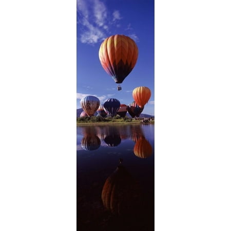 Reflection of hot air balloons in a lake Hot Air Balloon Rodeo Steamboat Springs Routt County Colorado USA Canvas Art - Panoramic Images (18 x