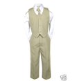 thumbnail image 4 of 6pc Boy Kid Teen Formal Wedding Khaki Stone Suit Tuxedo Extra Satin Necktie 5-20, 4 of 6