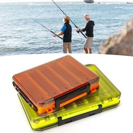 NIBOLOG Fishing Tackle Box Transparent Cover Double-sided Opening with Handle Multi Grids Large Capacity Bats Storage Anti Collision Thicken Fishing Bait Box Fishing Accessory