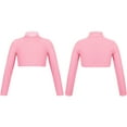 thumbnail image 3 of iiniim Kids Girls' Yoga Gymnastics Tops Solid Color Long Sleeves Crop Tops Athletic Workout Sports Shirts, 3 of 7