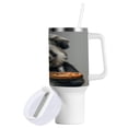 thumbnail image 2 of 40 oz Tumbler with Handle and Straw Lid Panda Chef Hold Pizza Insulated Vacuum Water Bottle Stainless Steel Travel Cup, 2 of 8
