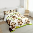 thumbnail image 3 of Homewish Cartoon Monkey Bedding Comforter Set,Zoo Animal Twin Comforter Sets,White Brown Green Bedding Set For Boys Girls,Luxury Bedroom Decor,2 Pieces, 3 of 8
