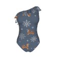 thumbnail image 5 of Wukai Squirrel And Snowflakes Chic One Shoulder Swimwear with Ruffle Design and Tummy Control Skirt: Fashionable, Supportive, Comfortable for Beach-Medium, 5 of 7