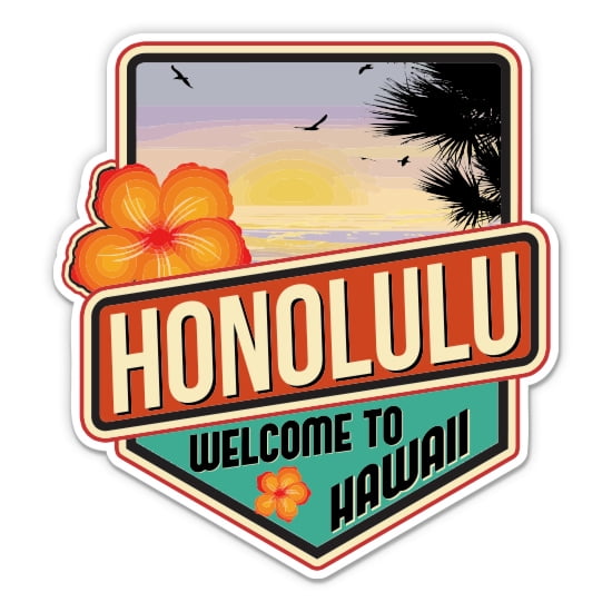 Honolulu Hawaii - 3" Vinyl Sticker - For Car Laptop Water Bottle Phone - Waterproof Decal