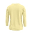 thumbnail image 5 of Wang6 Women 3/4 Sleeve Basic T Shirts Trendy Slim Fit Solid Tops Fall Crew Neck Going out Tees 0702LiLight Yellow L, 5 of 5