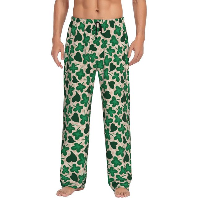 Balery Happy St. Patrick's Day Pantalones de pijama para hombre, pijama ultraligero, pantalón de descanso-Large