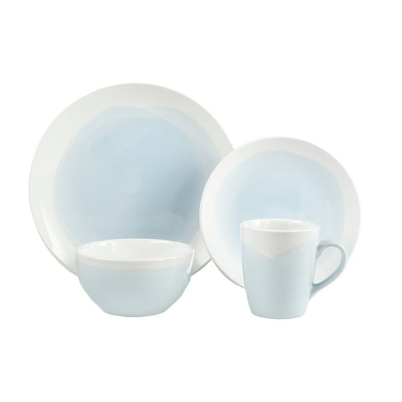 American Atelier, Round, Mint and White Oasis Stoneware Dinnerware Set, 16-Piece