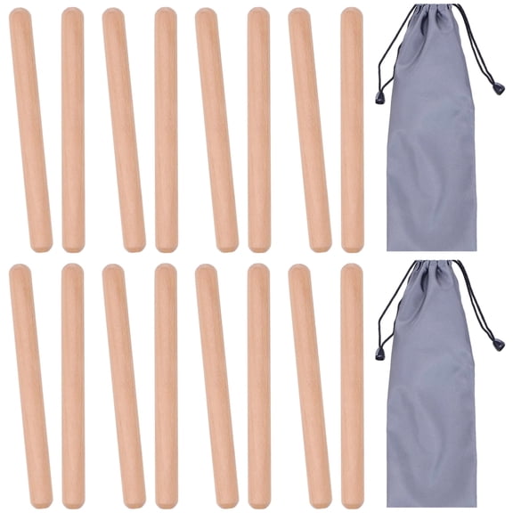 8 Pcs Wooden Rhythm Sticks – Percussion Drum Sticks for Beginners, 8" Length with Storage Bags, Crisp Sound for Music Classes, Latin Rhythm Practice