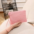 thumbnail image 3 of Straw Woven Clutch Bag with Wrist Straps Weaving Handbag Lightweight Compact Hollow Braided Handbag, 3 of 8