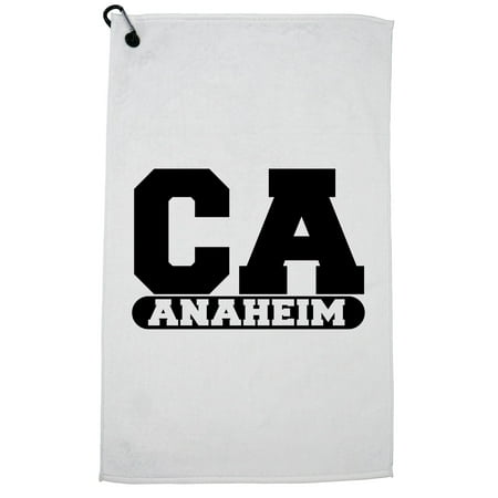 Anaheim, California CA Classic City State Sign Golf Towel with Carabiner Clip