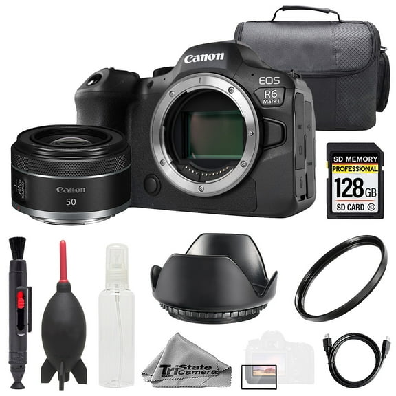 Canon EOS R6 II Camera   RF 50mm f/1.8 STM Lens  128GB  Bag  UV Filter- Basic Kit (International Version)