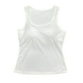 thumbnail image 5 of Bovemsi Women's Tanks & Camis Sleeveless Cotton Tank Top Form Fitting Neck Ribbed Knit Basic Shirts White Camisole, 5 of 5