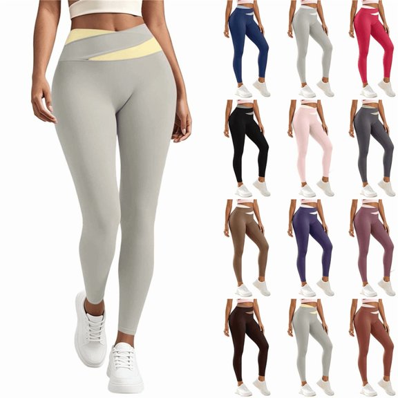 Tsivenald Leggings for Women Tummy Control Workout Pants Tights Pants Casual Soft Stretch Pants Workout Athletic Yoga Leggings Size S-XXXL, (Gray, Size S-3XL)