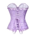 thumbnail image 4 of COMVALUE Women Renaissance Floral Lace up Boned Overbust Corset Bustier Shapewear Corsets (Purple, M), 4 of 5