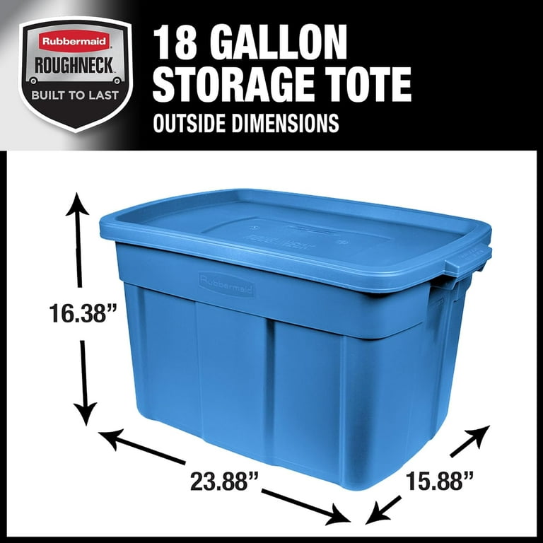Rubbermaid Roughneck Tote 14 Gal Storage Container, Heritage Blue (6 Pack)  