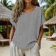 thumbnail image 2 of Aezemi Loose Striped Shirts Womens Tunic Curved Hem Lightweight Beach Vacation Casual Tops Women Summer Pullover Short Sleeve Fashion Outdoor Tees XL, 2 of 6