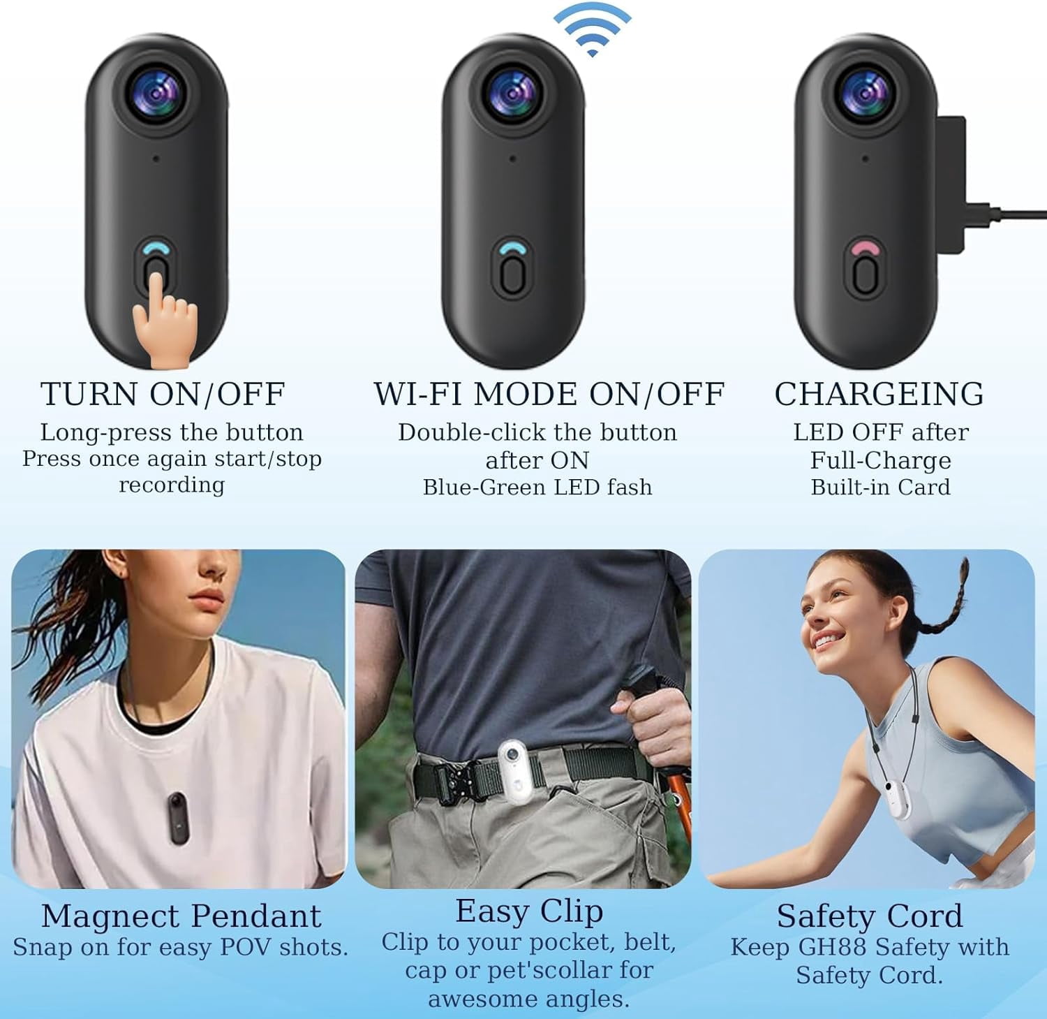Tapcam Sports Camera, The Tap Cam POV Camera, Hd 1080p/4k Mini Wearable Adventure Action Body Cam, Hands-Free and Long-Lasting with Audio & Video, for Vlogging, Diving, Cycling (Black, 108OP-luxury)