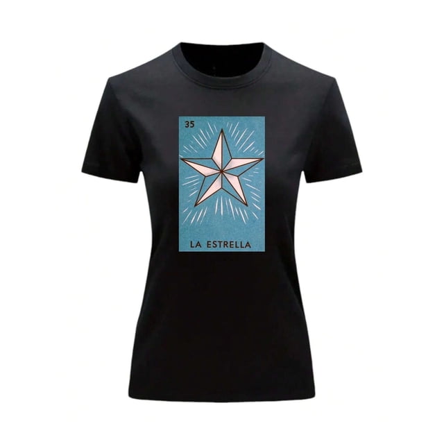 Playera Unisex De La Estrella De La Loteria Mexicana Color Negro Talla Grande Marca Emil SaEs