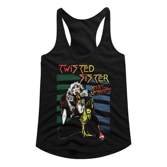 Twisted Sister Stay Hungry Black Women's Racerback Tank Top T-Shirt