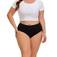 thumbnail image 2 of INNERSY Women's Plus Size High Cut Cotton Underwear High Waist Panties 4 Pack(3XL,Black), 2 of 7