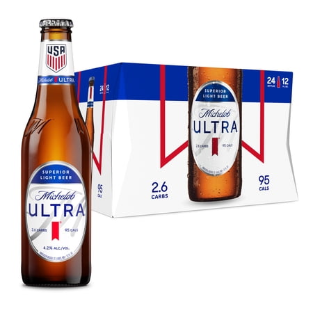 Michelob ULTRA Superior Light American Lager Beer, 24 Pack 12 fl oz Glass Bottles 4.2% ABV