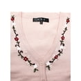 thumbnail image 2 of Peach Beige V Neck Button Up Cardigan Sweater w Embroidered Flowers - Small, 2 of 3