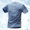 thumbnail image 3 of Men's Quick Dry T-Shirt Ice Silk Athletic Top, Short Sleeve Crewneck Solid Color Casual Tee, Moisture Wicking Breathable Summer Shirt For Gym Workout Daily | Zenithor,Blue 3XL, 3 of 5