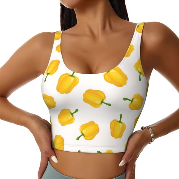 Sports Bras for Women High Support -Bell Pepper Pattern Soft Athletic Crop Workout Tank Top for Women