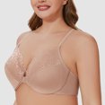 thumbnail image 4 of MELENECA Women's Racerback Front Closure Lace Unlined Plus Size Full Coverage Underwire Bra Beige 44G, 4 of 7