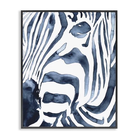 Stupell Industries Contemporary Blue Zebra Stripe Portrait Black Framed Giclee Art, 11 x 14, by Victoria Borges