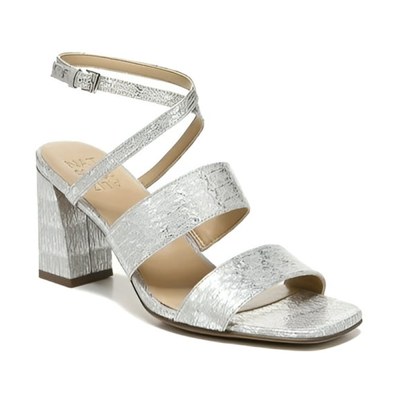 Naturalizer Women's Trinity Silver Ankle Strap Sandals 8W