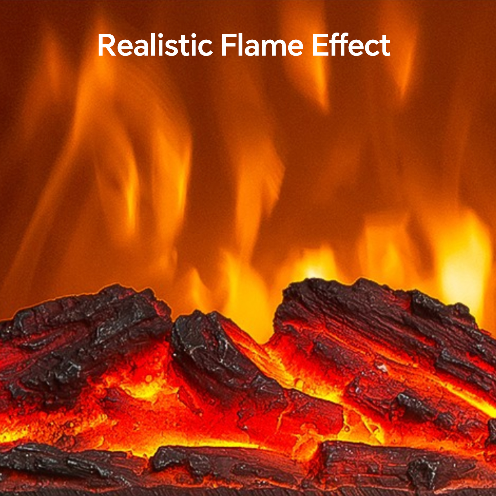 Shinic 1500W  Electric Portable Fireplace Heater, with Realistic Flame & Fire Crackling Sound, Walnut