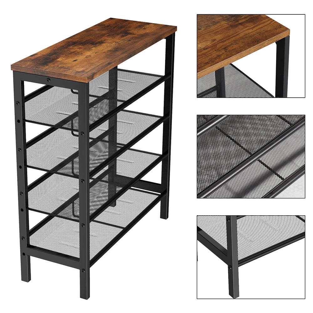 Lowestbest Industrial Shoe Rack with 4 Mesh Shelves, Suitable, Adjustable Country Style 5-Tier Storage Shelf Storage Organizer for Entrance Lowestbest Industrial Shoe Rack with 4 Mesh Shelves, Suitable, Adjustable Country Style 5-Tier Storage Shelf Storage Organizer for Entrance