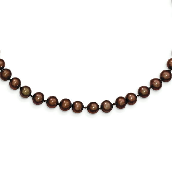 Sterling Silver 6-7mm Brown Freshwater Cultured Pearl Necklace