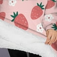 thumbnail image 3 of Oversized Wearable Blanket Hoodie,Strawberry Plants Fruit Flowe Sherpa Blanket Hoodie with Super Pockets,Super Warm Fuzzy Pullover for Women & Men, 3 of 6