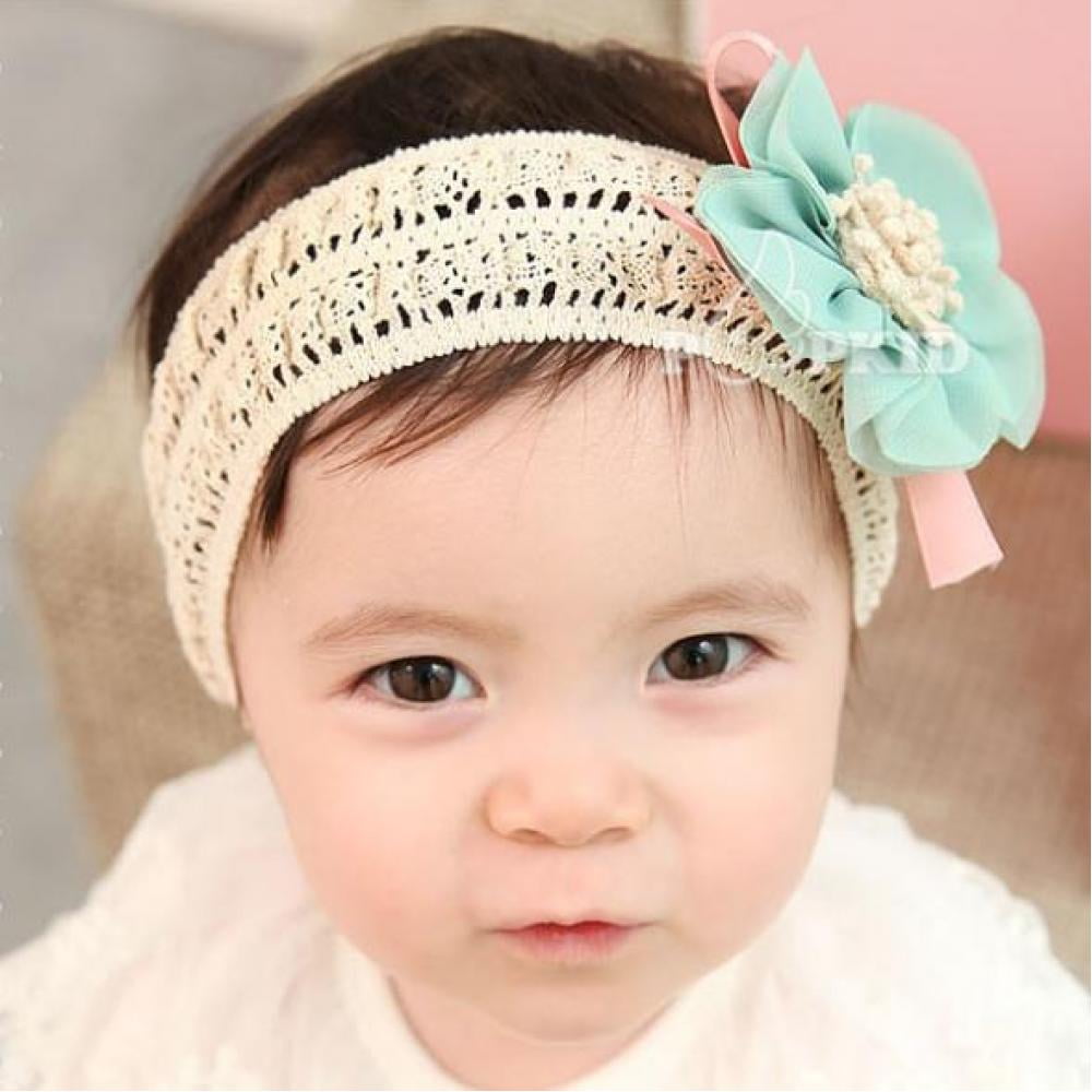 Baby Bows Newborn Girls Flower Headband Princess Headwrap Soft Turban Headwear A 